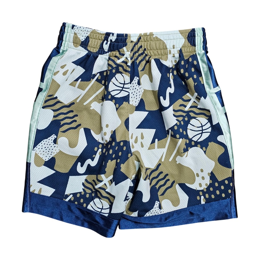 Nike Dri-FIT Kids Small Blue Abstract Basketball Shorts Athletic Mesh - Picture 3 of 5
